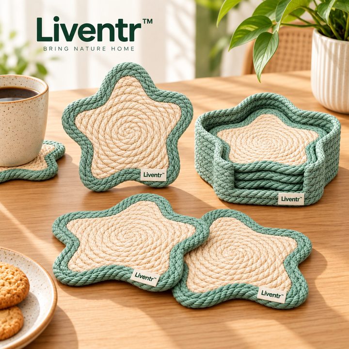 Liventr™ Mint Star-Shaped Rope Coaster Set