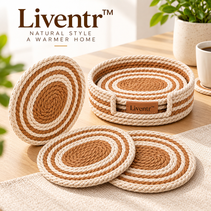 Liventr™ Cinnamon Spiral Round Coaster Set