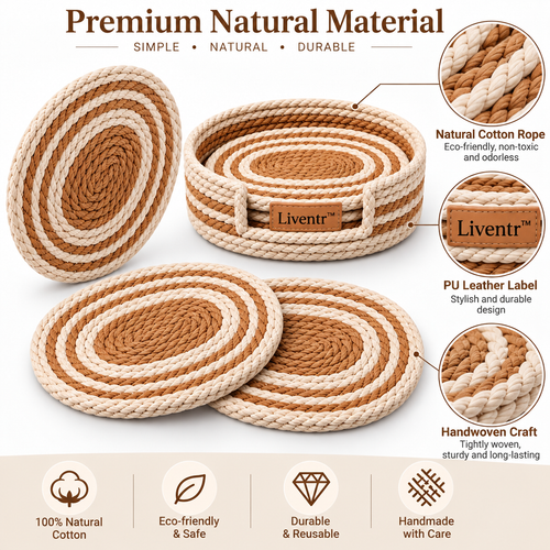 Liventr Cinnamon Spiral Round Coaster Set