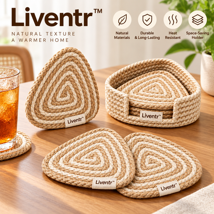Liventr™ Natural Triangle Spiral Coaster Set